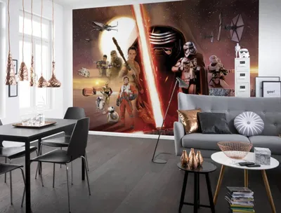 Immagine prodotto di Murale Komar "STAR WARS EP7 Collage", colorato, guerrieri stellari, universo, 368 x 254 cm