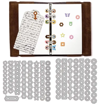 Productafbeelding van Stansvormen voor zijlaschen met 16 verschillende patronen voor scrapbooking