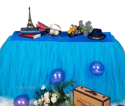 Produktbild von Tischrock Tüll Blau 91 x 80 cm Romantische Tischdekoration für Partys