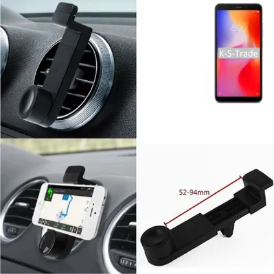 Produktbild von K-S-Trade Lüftungshalterung kompatibel mit Xiaomi Redmi 6 Pro KFZ-Halterung Autohalterung Handy-halterung Lüftungsgitter Lüftungsschlitze Schwarz
