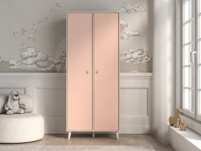 Obrázok produktu pre Dvojdverová šatníková skriňa 80 cm OLIVIA - béžová / ružová