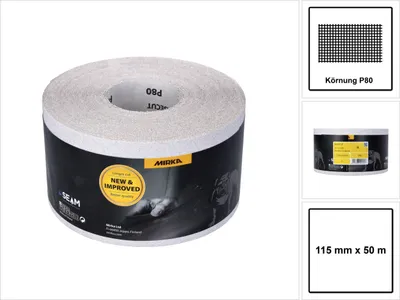 Produktbild von Mirka BASECUT Schleifpapier 115 mm x 50 m P80 Schleifrolle ( 2251100180N ) Universal Schleifpapier