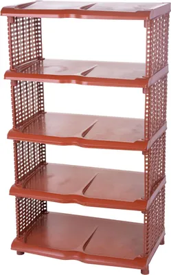 Produktbild von Regal Strend Pro, für Schuhe, 5-stöckig, Kunststoff, Rattan, 48x30,5x86 cm