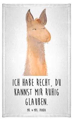 Produktbild von Mr. & Mrs. Panda Handtuch Lamakopf Genervt - Weiß - Geschenk, Lamas, Lama, sein, Gästetuch, Büro, Frotteetuch, baumwolle, Freundin, badezimmer, Azubi, Klein