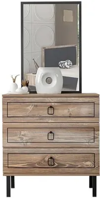 Immagine prodotto di Cassettiera in legno tre cassetti specchio Elegante soggiorno camera dei bambini nero mobili