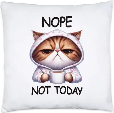 Produktbild von Nope Not Today Kissen Inkl. Füllung Katze Lustig Süß Geschenkidee für Morgenmuffel