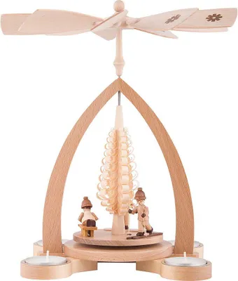 Obrázek produktu pro Stolní pyramida zimní dětská příroda s čajovými svíčkami výška= 28cm NOVINKA