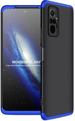 Produktbild von 360 Grad-Case Redmi Note 10 Pro mit 2.5D Glas - Farbe: Schwarz & Blau - Modellkompatibilität: Für Xiaomi Redmi Note 10 Pro