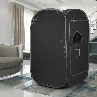 Productafbeelding van Mini stoomsauna, sauna voor thuis met afstandsbediening, warmtekabine met instelbare timer en temperatuur, draagbare stoomsauna (2 liter, zwart)