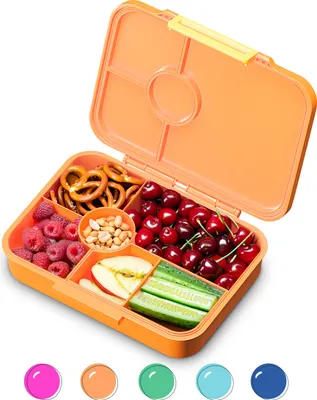 Produktbild von Schmatzfatz Lunchbox, Unterteilte Brotdose Kinder, Lunchbox mit Fächern, Bunte Bento-Box für Schule & Kita, BPA-Freie Schuldose für Mädchen & Jungen, Jausenbox Spülmaschinenfest & Auslaufsicher