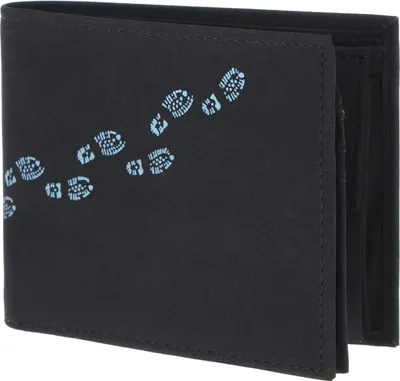 Produktbild von oxmox Geldbörse New Cryptan RFID Protect Querscheinbörse Footsteps 2.0 Print Cyan Black schwarz