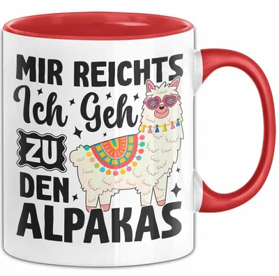 Produktbild von Mir Reichts Ich Geh Zu Den Alpakas Tasse Geschenk Für Llama Alpaka Liebhaber Kaffee-Becher (Rot)