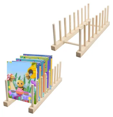 Image de Étagères murales en bois pour enfants, lot de 2, 8 compartiments, 34 x 13 cm, idéales pour les chambres d'enfants