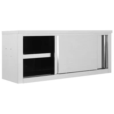 Immagine prodotto di Armadio da Cucina ad Ante Scorrevoli 120x40x50cm Acciaio Inox