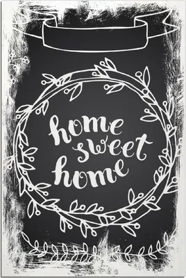Produktbild von Kunstdrucke Wandbilder Holz in : Brillante Farben, Größe 60 x 90 cm Motiv Home sweet Home Weiß auf Schwarz