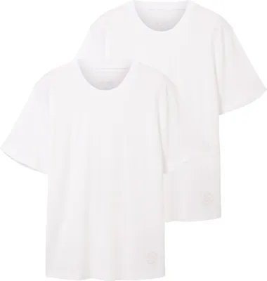 Produktbild von Tom Tailor T-Shirt Kurzarmshirt mit Rundhalsausschnitt, einfarbig im Doppelpack