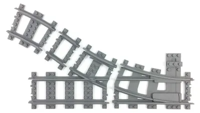 Productafbeelding van Trixbrix Wissel rechts R40, modulair – rails voor LEGO® City trein, accessoires compatibel met klemblokjes