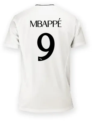 Immagine prodotto di Maglia da casa del Real Madrid, stagione 24/25, con il nome "Mbappé", taglia S, replica ufficiale