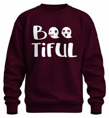 Immagine prodotto di Boo Tiful Halloween Ghosts Cute Heart Emoji Gift Funny Unisex Felpa Pullover, Borgogna, XXL