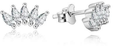 Image de Boucles d'oreilles argentées avec cristaux clairs AGUP1184