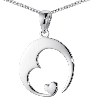 Produktbild von MATERIA Damen Herz-Anhänger Silber 925 rhodiniert Schmuck Liebe mit Halskette inkl. Geschenk-Box #KA-16