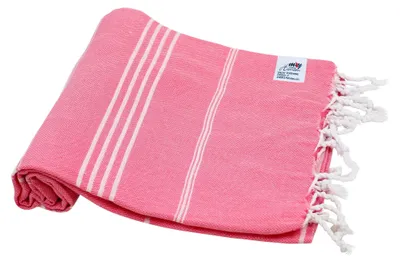 Produktbild von Hamamtuch pink Saunatuch Baumwolle "Sultan" mit Fransen