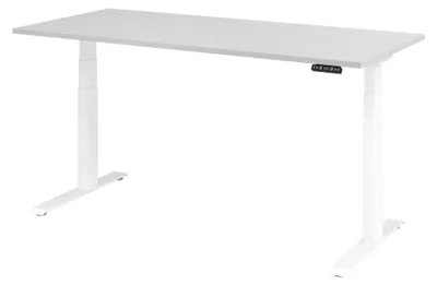 Immagine prodotto di Scrivania regolabile in altezza XDKB | 2 motori | 120 - 180 cm | elettrica, dimensioni piano:180 x 80 cm, colore piano:grigio, colore struttura:bianco