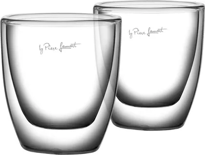Obrázek produktu pro LAMART LT9009 Dvojité TERMO borosilikátové sklenice, materiál sklo, barva čirá, možné použít v mikrovlnné troubě, objem 80ml, rozměr výška 6,4 cm