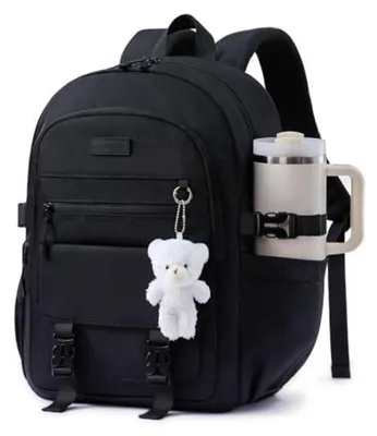 Immagine prodotto di Zaino per studenti adolescenti, modello femminile, 30 litri. Zaino per la scuola, con tasca per laptop da 15,6 pollici. Borsa impermeabile, colore nero