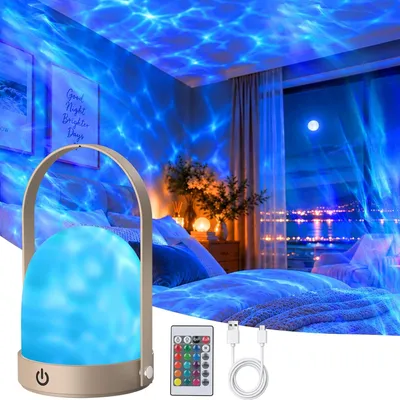 Produktbild von Wasserwellen-Projektor – 2-in-1 LED-Sternenhimmelprojektor – Tragbar – Fernbedienung – USB