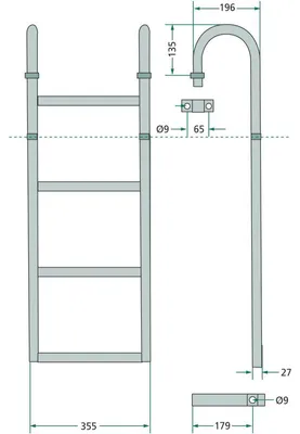 Obrázok produktu pre Rebrík 1080 mm pre príves, 4 schody, pozinkovaný