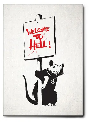 Image de Giallobus - Bienvenue en enfer - Banksy - 70L x 100l cm - Tableau - Toile à cadre standard