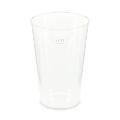 Produktbild von 10x Mehrwegbecher Pfandbecher transparent stabil+ PP 0,4L Eichstrich Ø 87mm