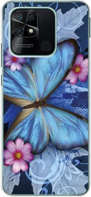 Produktbild von König Design Hülle kompatibel mit Xiaomi Redmi 10C Kunststoff Soft Handyhülle - Handy Case Schmetterling Blau