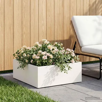 Produktbild von Maison Exclusive - Garten-Pflanzgefäß Weiß 40 x 40 x 20 cm Kaltgewalzter Stahl