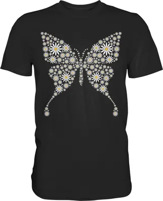 Produktbild von Gänseblümchen Schmetterling T-Shirt – Black / 5XL