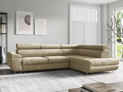 Produktbild von FurniDe24 Ecksofa L-Form Aron Rechts - Moderne Ecksofa, Wohnzimmer Sofa - Eckcouch Beige  (Monolith 04)