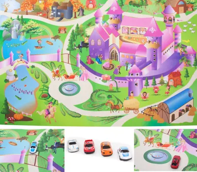 Obrázok produktu pre veľká hracia podložka 120x80 s autíčkami, detský koberec, hracia podložka, detská podložka hrad