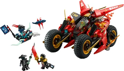 Produktbild von LEGO NINJAGO Ninja-Actionflitzer - 3-in-1-Spielzeug mit 2 Ninja-Bikes, 1 Jet und 6 Minifiguren, einschließlich Kai und Frak - Aufstieg der Drachen Geschenk für Jungen ab 8 Jahren - 71844