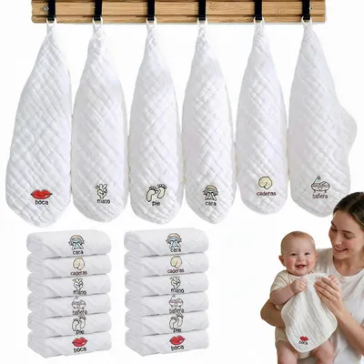 Immagine prodotto di Spugnette per bambini, cotone, set da 6, 30x30 cm