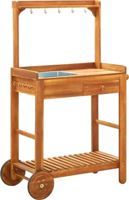 Produktbild von The Living Store Servierwagen Akazienolz Massiv 92 x 43,5 x 141,5 cm