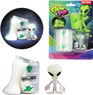Immagine prodotto di Barile dell'olio Glow N Fun con melma fosforescente + alieno