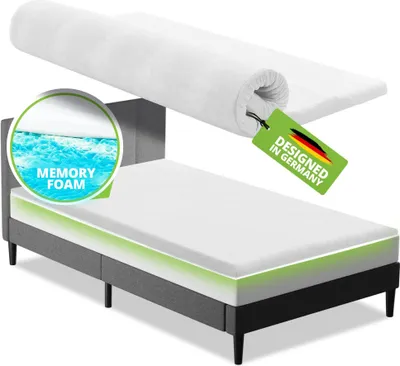 Produktbild von Juskys Topper 140x200 cm aus Memoryschaum, 7-Zonen orthopädisch & atmungsaktiv, 7cm Höhe, H2 - H3, Bezug waschbar Matratzentopper Matratzenauflage