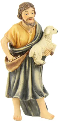 Immagine prodotto di FADEDA JOK: Pastore con pecorelle / altezza:12 cm / dipinto a mano / figure dettagliate del presepe - accessori per culla per la decorazione della tavola di Natale