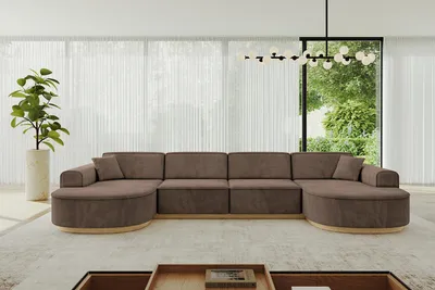 Produktbild von ALTDECOR Ecksofa in U-Form  MARI-U2-v2 - 388x171x83 cm Braun -  Corner Sofa Bett Eckcouch Couch L-Form Wohnlandschaft Cauchsofa
