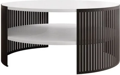 Produktbild von MIRJAN24 Couchtisch Fikoli, Wohnzimmer Kaffeetisch, Beine und Seiten aus Stahl (Farbe: Schwarz / Arktisches Weiß)