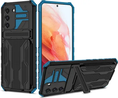 Produktbild von Galaxy S21 Plus 5G Hülle, Hybrid Robust Schutz Stoßfest Schutzhülle mit Kartenhalter Ständer für Samsung Galaxy S21 Plus 5G Blau