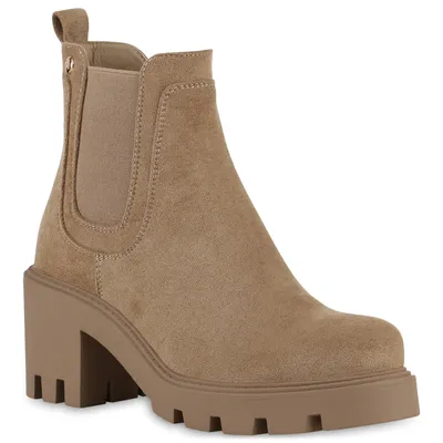 Produktbild von VAN HILL Damen Leicht Gefütterte Klassische Stiefeletten Profilsohle Schuhe 840698, Farbe: Khaki, Größe: 40