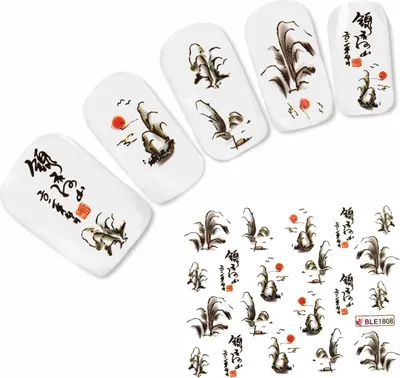 Produktbild von Nagel Sticker Nail Art Tattoo Japan Oriental Landschaft Aufkleber Neu!