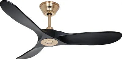 Zdjęcie produktu dla Energooszczędny wentylator sufitowy z pilotem Eco Genuino szczotkowany mosiądz / czarny mat 122 cm